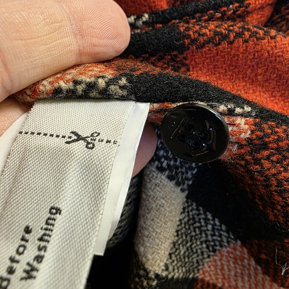 J. Crew Wool Shacket Shirt Plaid Red Black Cream Large Mens - Picture 6 of 9